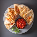 mexican quesadilla with chicken tomato corn cheese